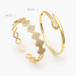 Brazalete Flores y Serpiente Chapa de Oro 703