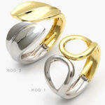 Brazalete Chunky Bicolor Chapa de Oro 711