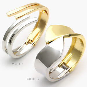 Brazalete Chunky Bicolor Chapa de Oro 712