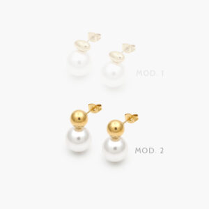 Broqueles con Perla Acero Inoxidable 229