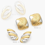 Aretes Chunky Bicolor Acero Inoxidable 256