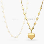 Collar Corazones Lisos Acero Inoxidable 602