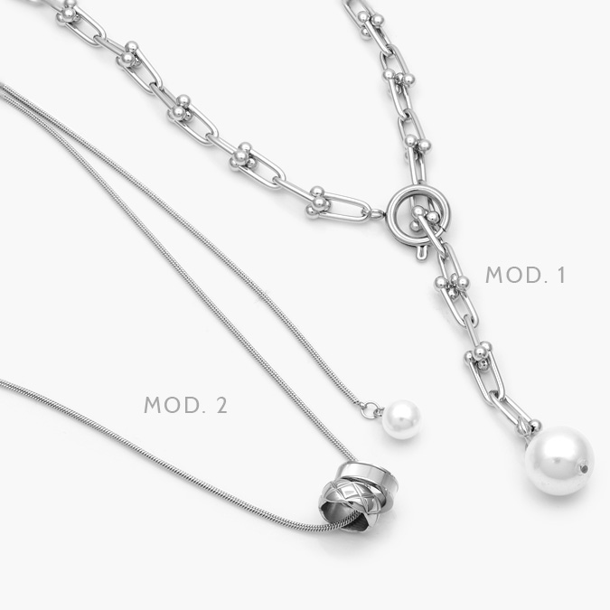 AD0592 Collar Ajustable Perla Acero Inoxidable 592 - Image 1