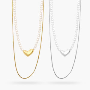 Layer Perlas Corazón Acero Inoxidable 479