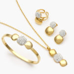 Juego 4pzs Piedra Blanca Acero Inoxidable 165