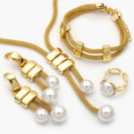 Juego 4pzs Perlas Acero Inoxidable 168