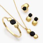 Juego 4pzs Piedra Negra Acero Inoxidable 169