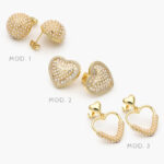 Aretes Corazón Perlas Chapa de Oro 661