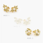 Broqueles Hojas Perlas Chapa de Oro 662 - Modelo 1