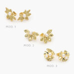 Broqueles Hojas Perlas Chapa de Oro 662