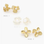 Aretes Flor Perlas Chapa de Oro 663 - Modelo 1