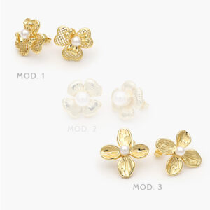 Aretes Flor Perlas Chapa de Oro 663