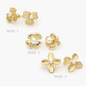 Aretes Flor Perlas Chapa de Oro 663