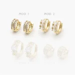 Arracadas Huggies Zirconias Blancas Chapa de Oro Grupo 10