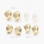 Arracadas Flores Zirconias Blancas Chapa de Oro Grupo 5 - Modelo 4