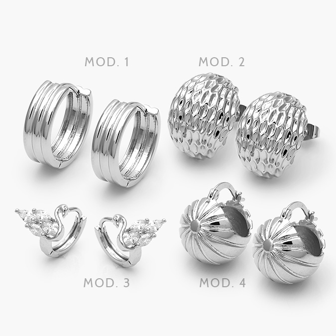 Grupo-37 Arracadas Chapa de Rodio Grupo 37 - Image 1