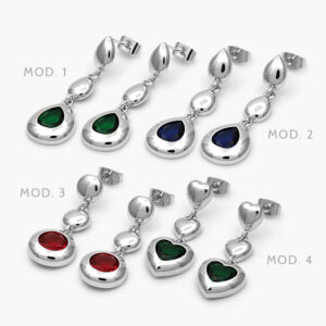 Aretes Zirconia Color Chapa de Rodio Grupo 40