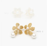 Aretes Flor Perla Chapa de Oro 664 - Modelo 1