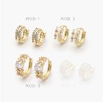 Arracadas Huggies Zirconias Blancas Chapa de Oro Grupo 10 - Modelo 4