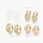 Arracadas Zirconias Blancas Chapa de Oro Grupo 14 - Modelo 4