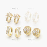 Arracadas Flores Zirconias Blancas Chapa de Oro Grupo 16 - Modelo 4