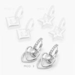 Hoops Corazones Colgantes Zirconias Blancas Chapa de Rodio Grupo 42 - Modelo 1