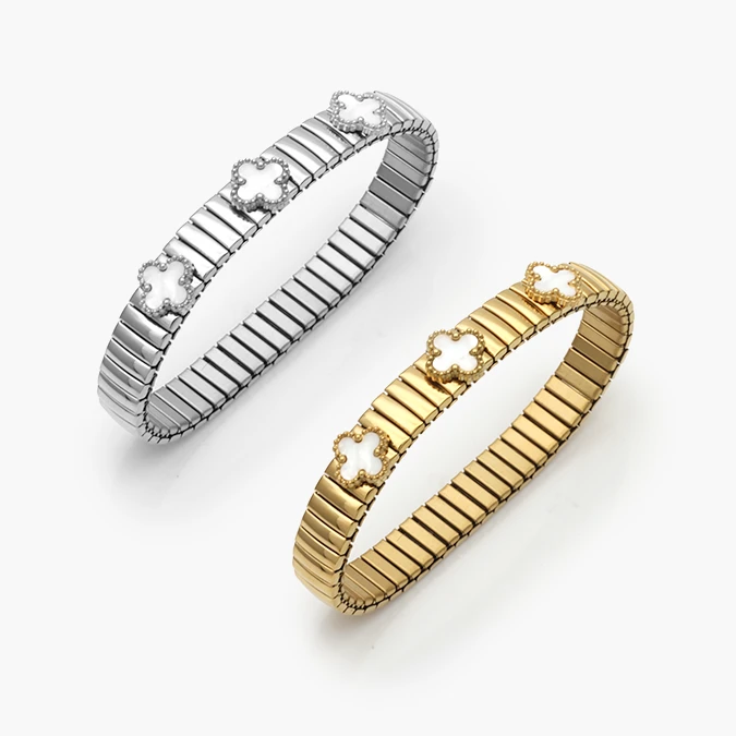 AP0793 Brazalete Elástico Flor Acero Inoxidable 793 - Image 1