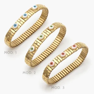 Brazalete Elástico Ojos Turcos Acero Inoxidable 800