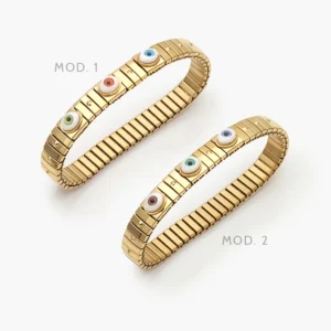 Brazalete Elástico Ojos Turcos Acero Inoxidable 802