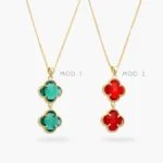 Collar Flor Trébol Zirconia Chapa de Oro 552