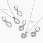 Juego Corazón Zirconia Chapa de Rodio 119