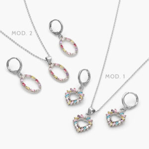 Juego Corazón Zirconia Chapa de Rodio 119