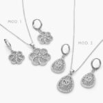 Juego Zirconia Blanca Chapa de Rodio 121