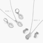 Juego Zirconia Blanca Chapa de Rodio 122