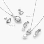 Juego Perlas Chapa de Rodio 136