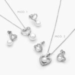 Juego Corazón Perlas Chapa de Rodio 140