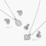 Juego Corazón Chapa de Rodio 148