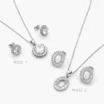 Juego Zirconia Chapa de Rodio 150