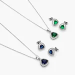 Juego Zirconia Tringular Chapa de Rodio 154