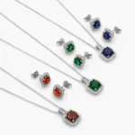 Juego Zirconia Cuadrada Chapa de Rodio 155