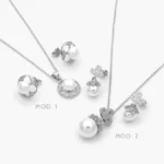 Juego Perlas Chapa de Rodio 157