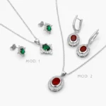 Juego Zirconia Color Chapa de Rodio 158