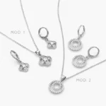 Juego Zirconia Blanca Chapa de Rodio 161