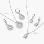 Juego Zirconia Blanca Chapa de Rodio 162