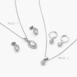 Juego Zirconia Blanca Chapa de Rodio 163