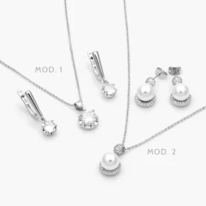 Juego Zirconia Perlas Chapa de Rodio 164