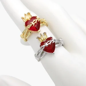 Anillo Ajustable Sagrado Corazón Chapa de Oro 1245