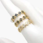 Anillo Ajustable Flores Zirconias Chapa de Oro 1247