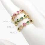 Anillo Ajustable Flores Zirconias Chapa de Oro 1248