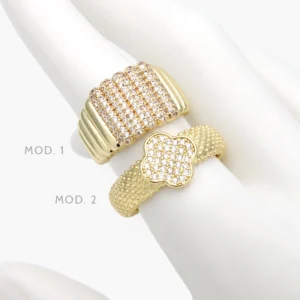 Anillo Ajustable Zirconias Chapa de Oro 1249